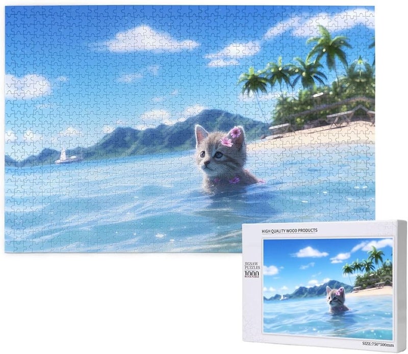 Phayah 1000 قطعة لغز صورة القطط الصغيرة تسبح للبالغين ديكور المنزل 29.5 × 19.7 بوصة - Image 2