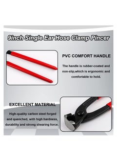 SYOSI Single Ear Clamp, 9inch Pincer Carbon Steel Ear Clamp, Pliers Tool Install, Remove Clamp Crimp Pliers Nail Puller, Clamp Crimping for repairing pipes, fuel lines, Nail Puller, Hand Clamp Cutter  - Image 3