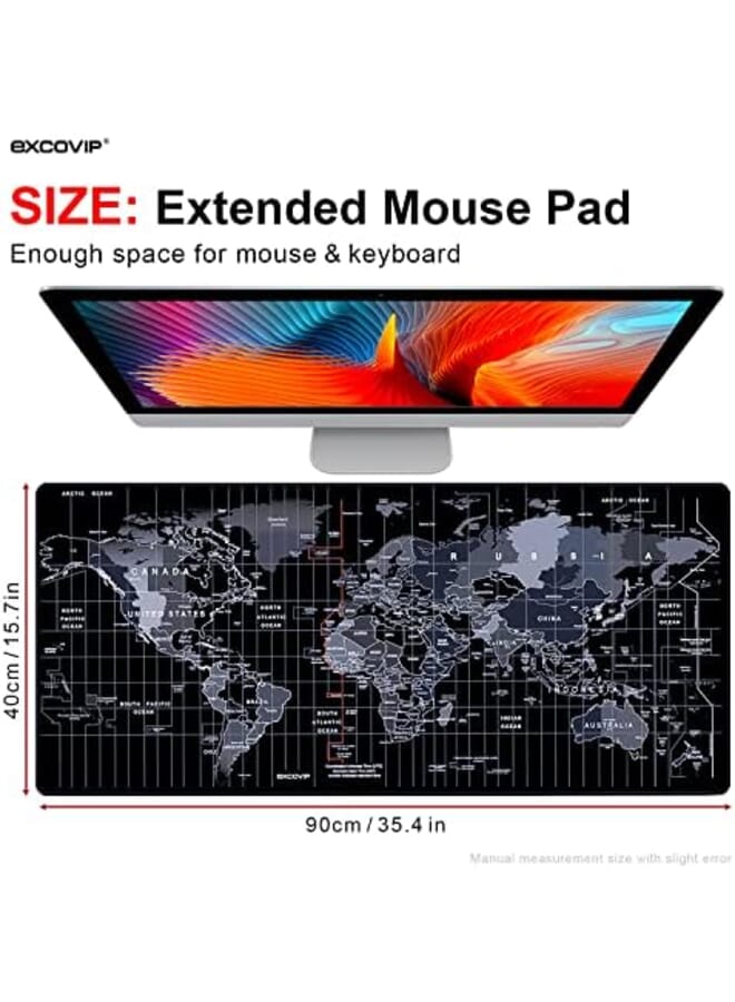 excovip Gaming Mouse Pad Xxl Anti Skid 900X400Mm Mouse Pads Extended Large Desk Pad World Map Keyboard Mousepad Upgrade Version 9640 - Image 2