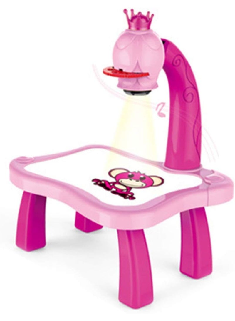 ARGT Kids Learning Desk with Smart Projector – Pink Drawing Table Toy with Light & Music for Creative Educational Play - Image 2