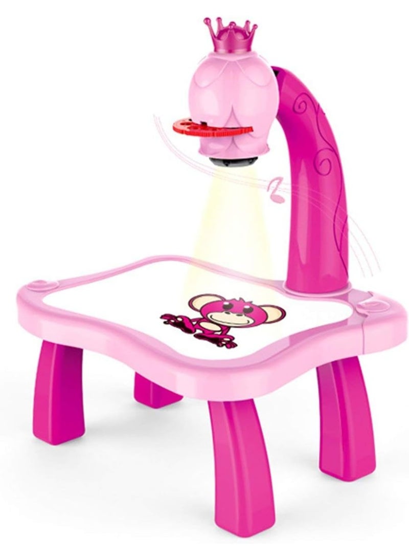 ARGT Kids Learning Desk with Smart Projector – Pink Drawing Table Toy with Light & Music for Creative Educational Play - Image 3