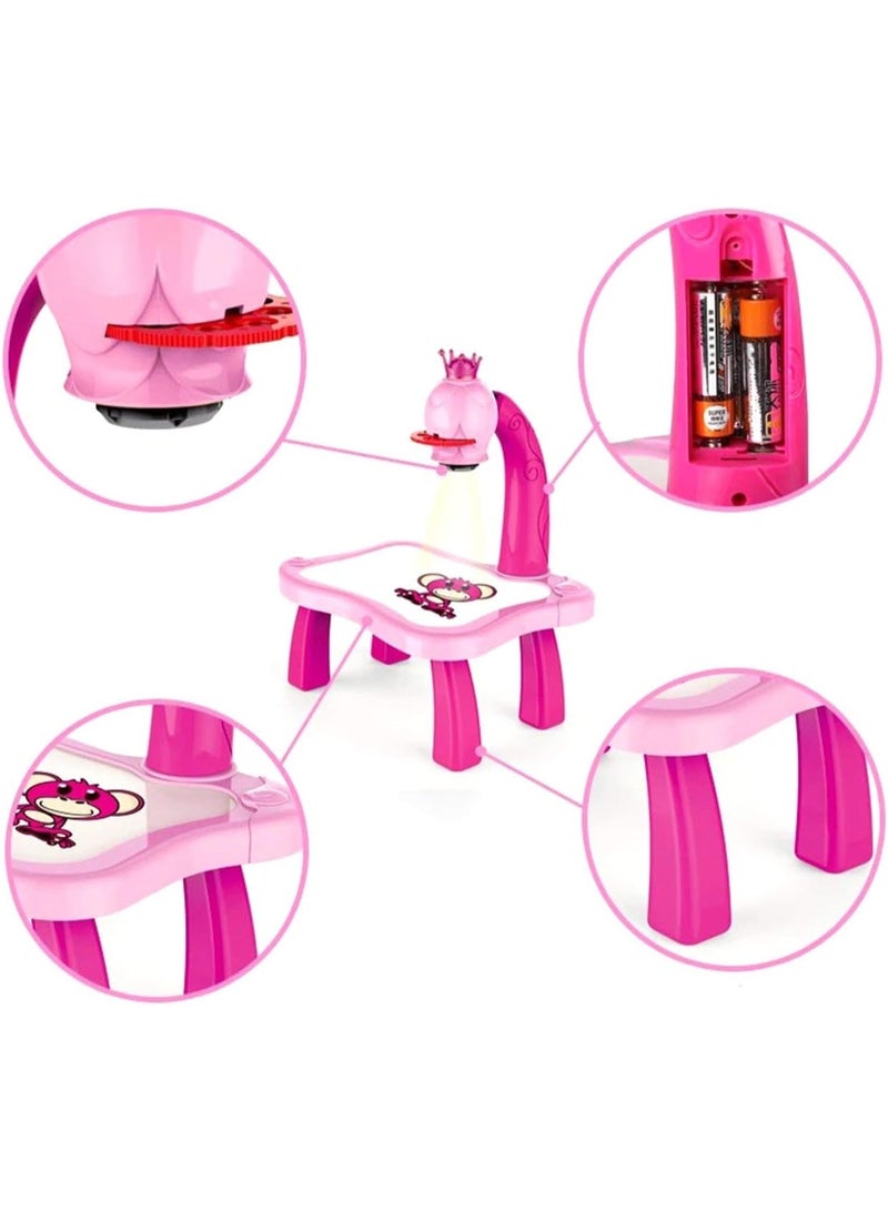 ARGT Kids Learning Desk with Smart Projector – Pink Drawing Table Toy with Light & Music for Creative Educational Play - Image 4