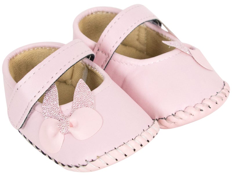 Neska Moda Baby Girls Synthetic Leather Hook & Loop Loafer Booties/Shoes For 0 To 6 Months (Pink)-BT909 - Image 1