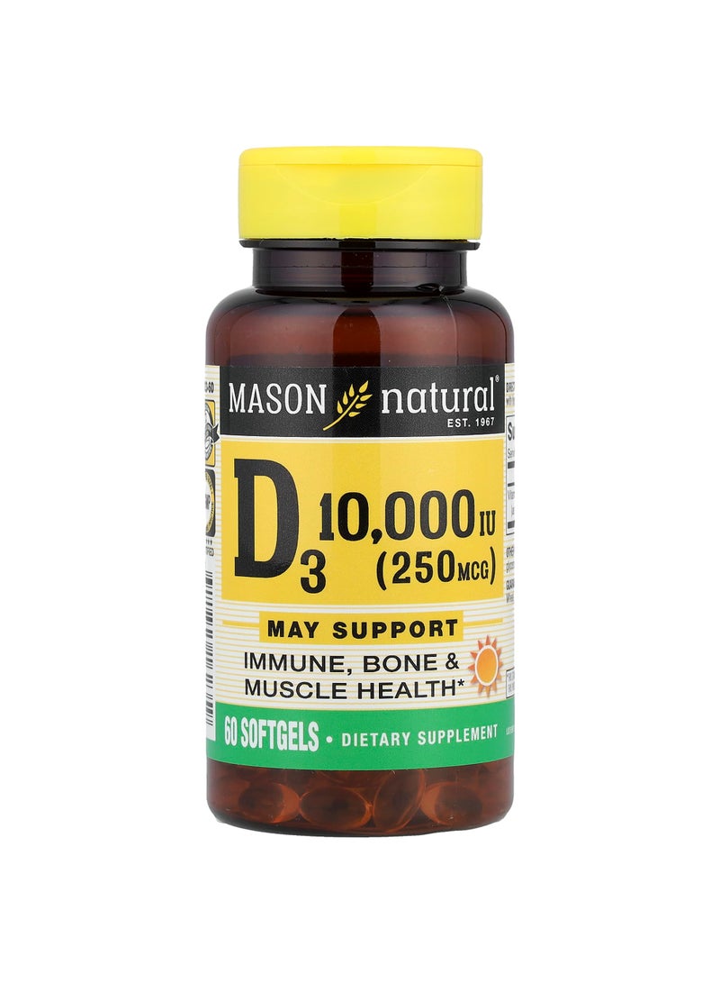 Mason Natural Vitamin D3, 250 mcg (10,000 IU), 60 Softgels