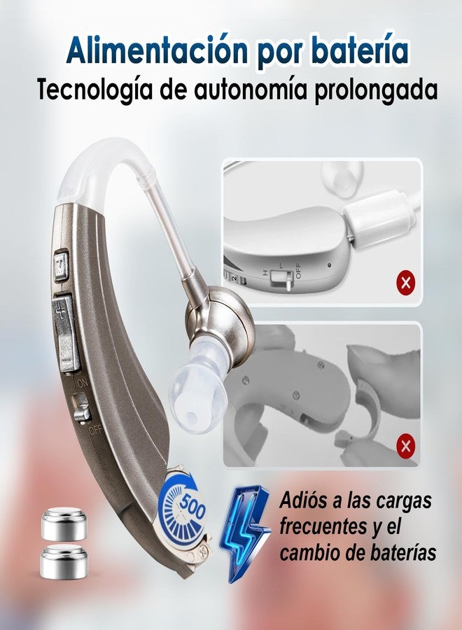 Britzgo BHA-220S Hearing Amplifier, Modern and Fashion Designed Adjustable Tube to Fit Both Ears, Silver Gray - Image 3