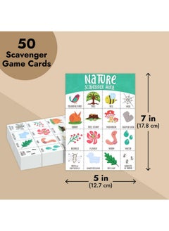 Juvale 50 Pack Nature Scavenger Hunt Cards For Kids Outdoor Find And Seek Camping Game Sheets  - Image 5