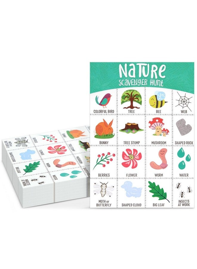 Juvale 50 Pack Nature Scavenger Hunt Cards For Kids Outdoor Find And Seek Camping Game Sheets - Image 1