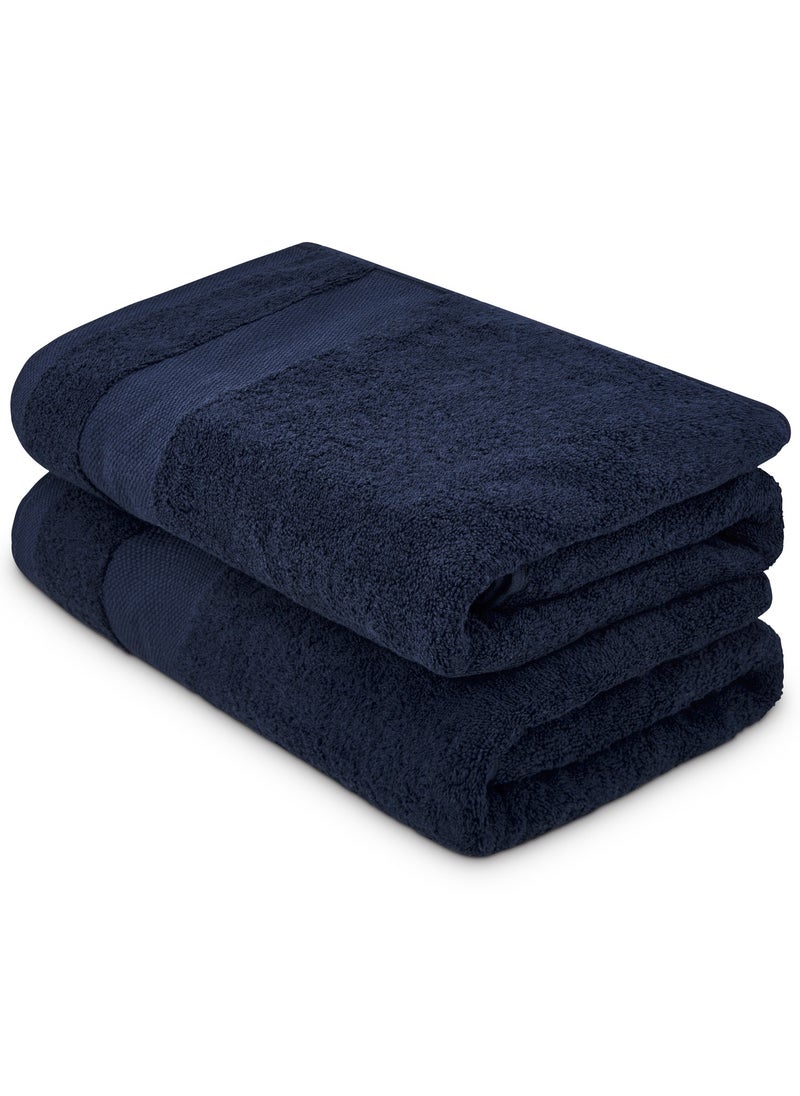 Aten Homeware ATEN Homeware Supreme Egyptian Cotton Bath Towel Set – 2 Piece Set with 2 Extra Large Bath Towels 70 x 140 cm, Ultra Soft, Highly Absorbent, OEKO-TEX Certified, Made in Egypt - (Navy) - 2 PIECES  - Image 1
