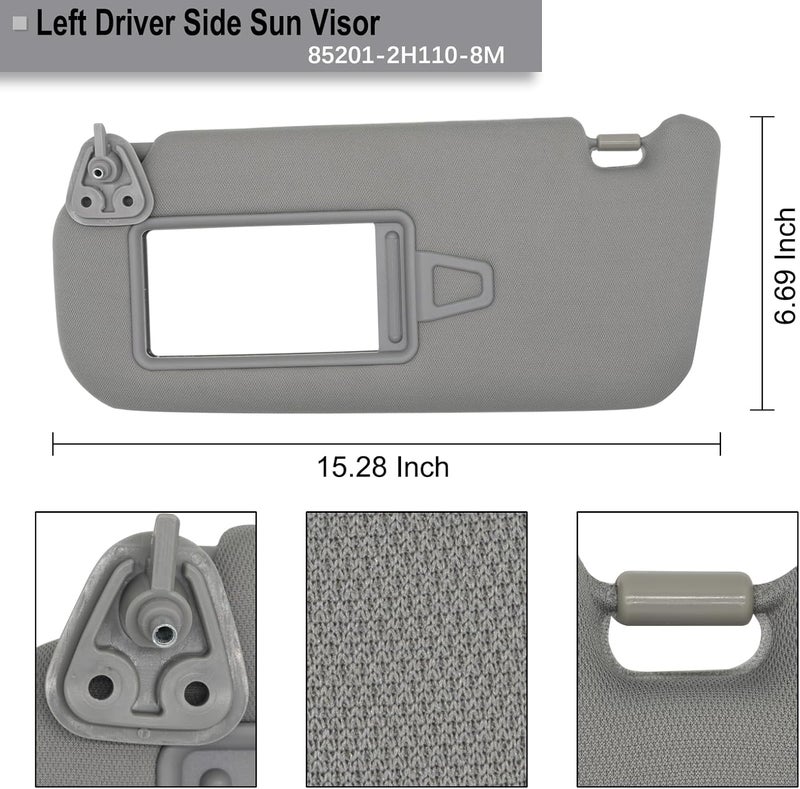 NHILES Left Driver Side Sun Visor for Hyundai Elantra 2007-2010 - Image 4