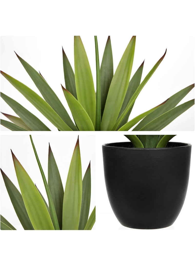 LATIFA Artificial Agave Plant, 20.4'' Tall Faux Tropical Plant with Black Pot for Home Office Decor - Image 3