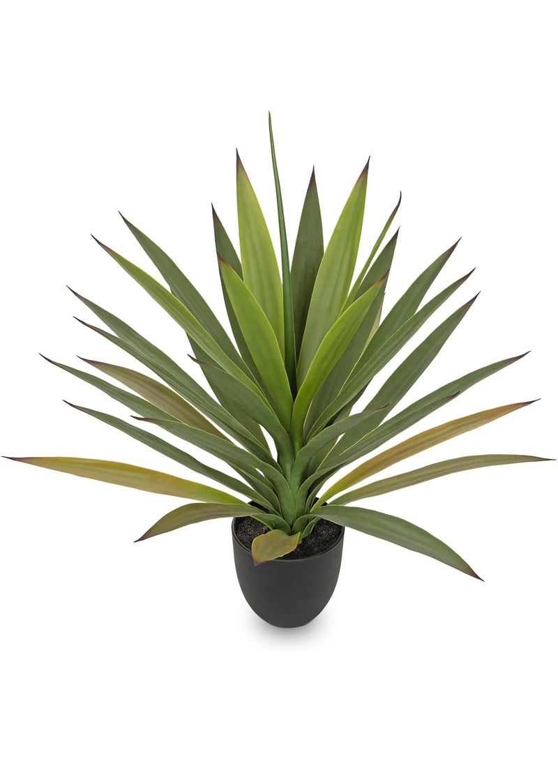 LATIFA Artificial Agave Plant, 20.4'' Tall Faux Tropical Plant with Black Pot for Home Office Decor - Image 1