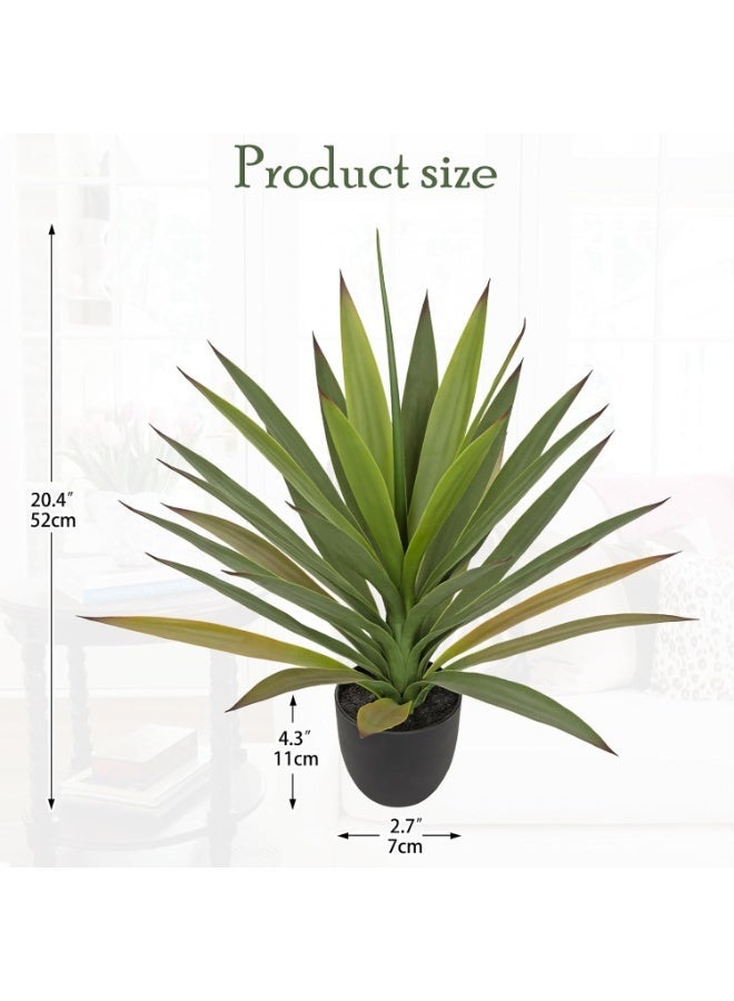 LATIFA Artificial Agave Plant, 20.4'' Tall Faux Tropical Plant with Black Pot for Home Office Decor - Image 2