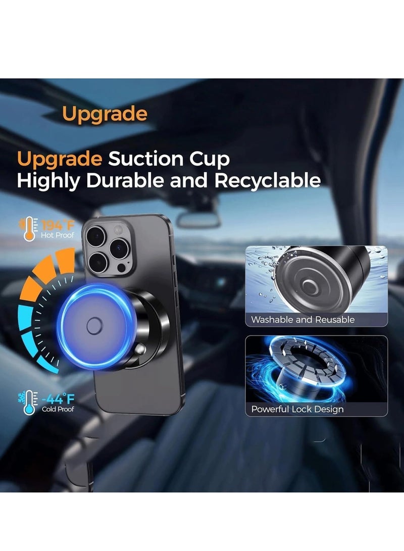 بلو فاير حامل جوال مغناطيسي شفط فراغي مطور 2025 – دوران 360°، قابل للطي والسحب، حامل هاتف مزدوج الجوانب للاستخدام في السيارة (لوحة القيادة، الزجاج الأمامي، فتحات التكييف)، الحمام، الجيم، المكتب والسفر | قوة شفط عسكرية فائقة، خفيف الوزن ومتين (أسود) - Image 2