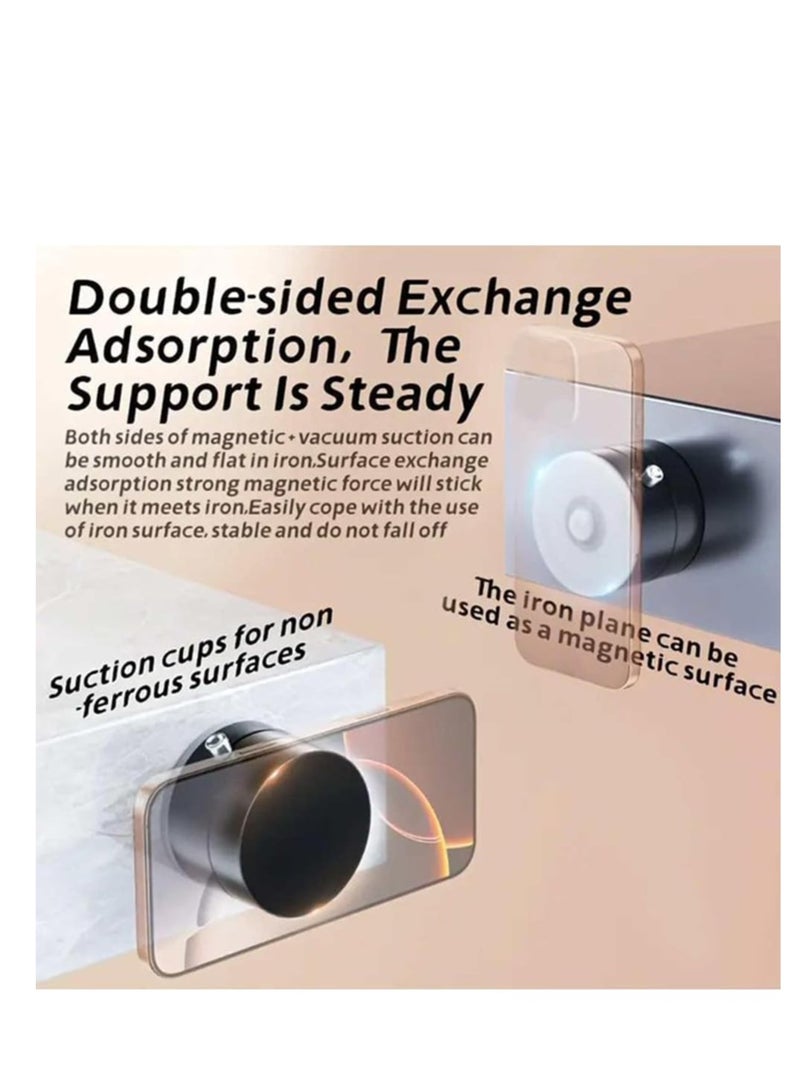 بلو فاير حامل جوال مغناطيسي شفط فراغي مطور 2025 – دوران 360°، قابل للطي والسحب، حامل هاتف مزدوج الجوانب للاستخدام في السيارة (لوحة القيادة، الزجاج الأمامي، فتحات التكييف)، الحمام، الجيم، المكتب والسفر | قوة شفط عسكرية فائقة، خفيف الوزن ومتين (أسود) - Image 5