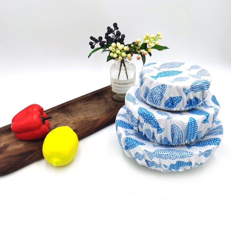 Beeswax Bowl Cover Wrapper Washable Reusable Food Storage for Sandwich Bread Fruit Vegetables Premium Elastic Strech Air Tight 3 Sizes S/M/L - Image 3