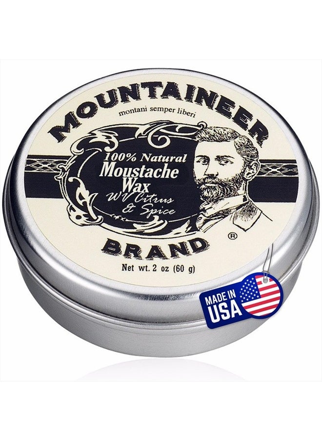 mountaineer brand Mustache Wax | Strong Hold | All Natural Ingredients with Beeswax | Grooming Beard Moustache Wax For Men | Made in USA | Citrus & Spice Scent 2oz  - Image 1
