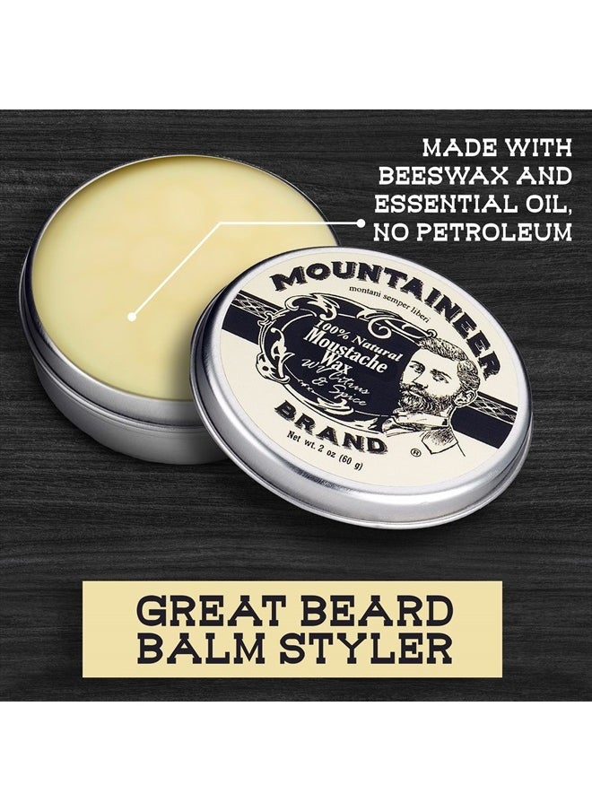 mountaineer brand Mustache Wax | Strong Hold | All Natural Ingredients with Beeswax | Grooming Beard Moustache Wax For Men | Made in USA | Citrus & Spice Scent 2oz  - Image 2