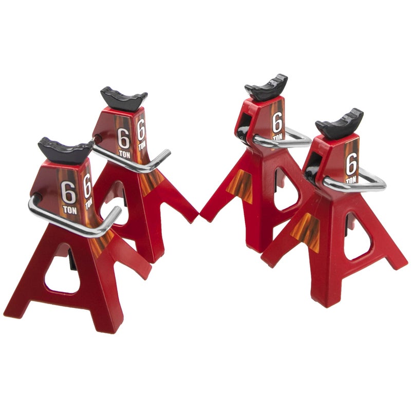 Vgoohobby 4Pcs Vgoohobby 1/10 RC Scale Toy Decoration Metal RC Jack Toy Stands Simulation Compatible with Traxxas TRX4 Axial SCX10 RC4WD Tamiya CC01 D90 HPI HSP 1/10 RC Climbing Crawler Car (Red) - Image 3