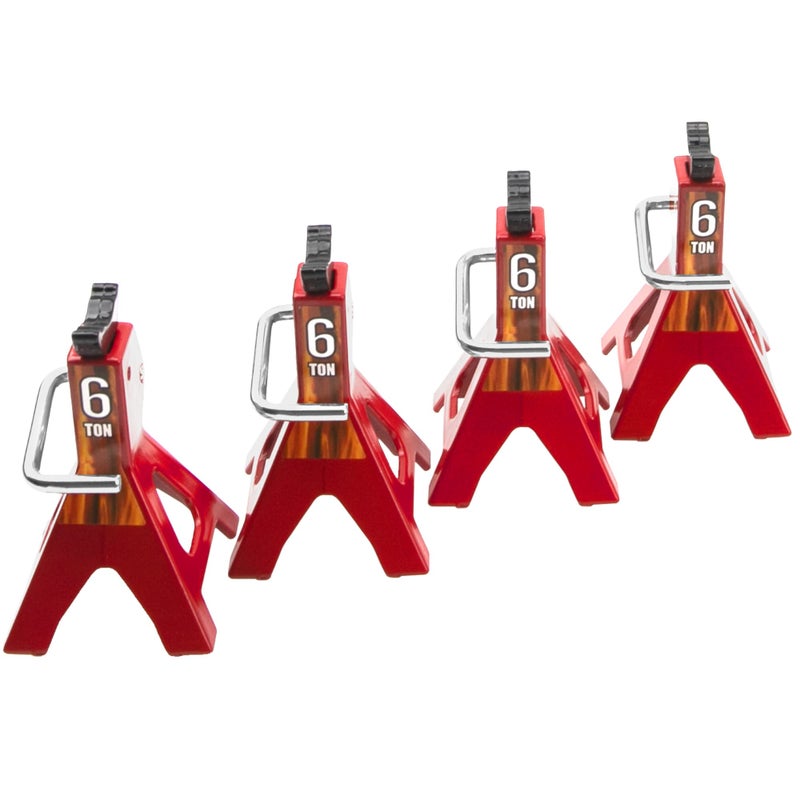 Vgoohobby 4Pcs Vgoohobby 1/10 RC Scale Toy Decoration Metal RC Jack Toy Stands Simulation Compatible with Traxxas TRX4 Axial SCX10 RC4WD Tamiya CC01 D90 HPI HSP 1/10 RC Climbing Crawler Car (Red) - Image 1