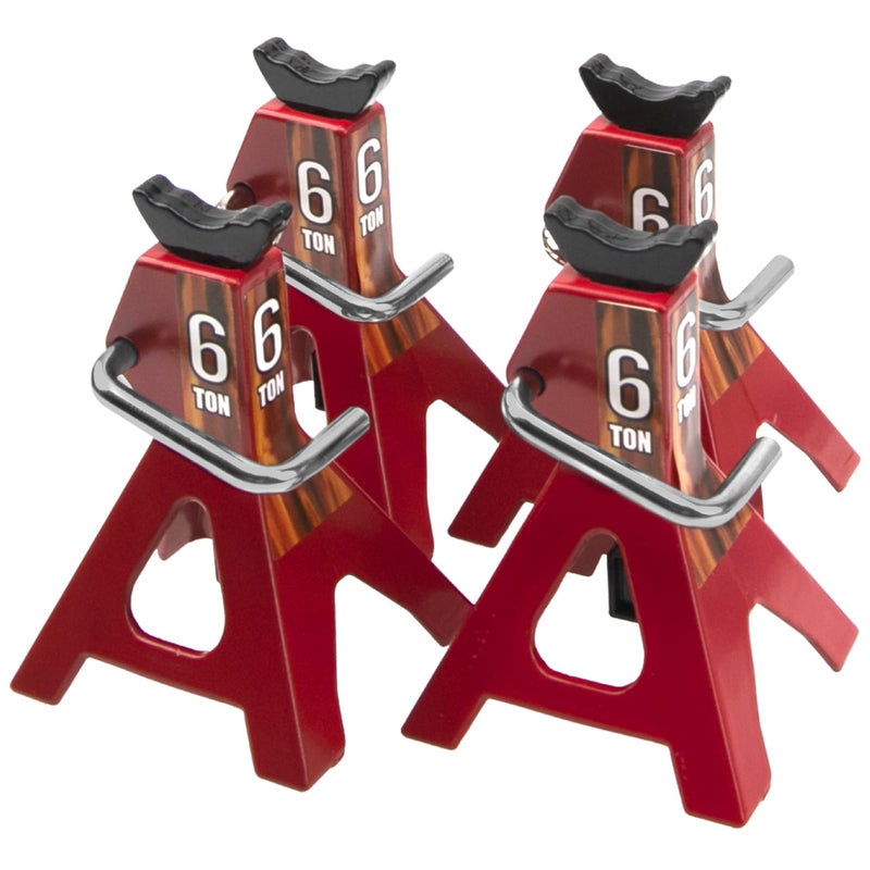 Vgoohobby 4Pcs Vgoohobby 1/10 RC Scale Toy Decoration Metal RC Jack Toy Stands Simulation Compatible with Traxxas TRX4 Axial SCX10 RC4WD Tamiya CC01 D90 HPI HSP 1/10 RC Climbing Crawler Car (Red) - Image 2