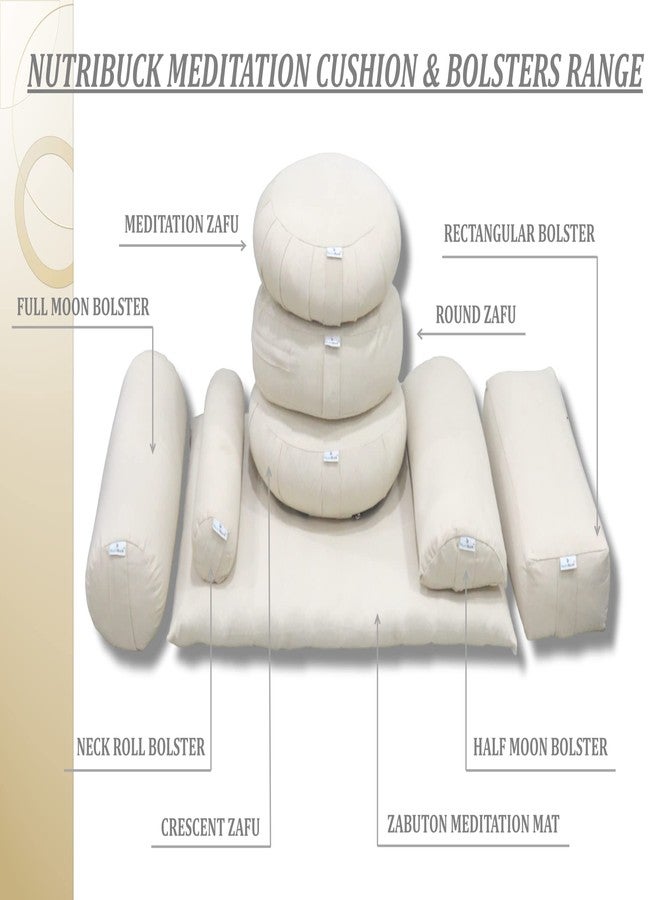 NutriBuck® ZAFU & Zabuton Meditation Yoga Mat Cushion Combo Filled with Buckwheat Hulls, Experience Holistic Comfort, and Mindfulness in Every Meditation Session. (Crescent Zafu and Zabuton (Cream)) - Image 5