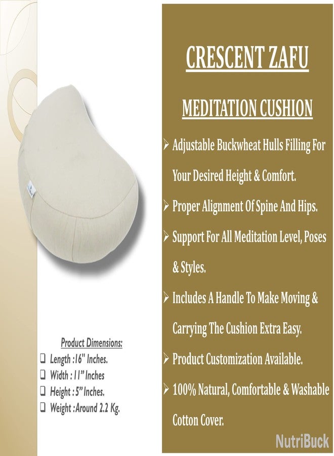 NutriBuck® ZAFU & Zabuton Meditation Yoga Mat Cushion Combo Filled with Buckwheat Hulls, Experience Holistic Comfort, and Mindfulness in Every Meditation Session. (Crescent Zafu and Zabuton (Cream)) - Image 3