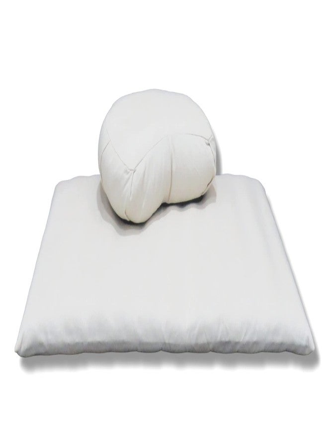 NutriBuck® ZAFU & Zabuton Meditation Yoga Mat Cushion Combo Filled with Buckwheat Hulls, Experience Holistic Comfort, and Mindfulness in Every Meditation Session. (Crescent Zafu and Zabuton (Cream)) - Image 1