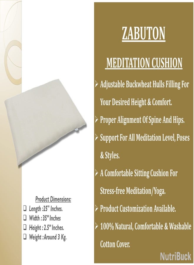 NutriBuck® ZAFU & Zabuton Meditation Yoga Mat Cushion Combo Filled with Buckwheat Hulls, Experience Holistic Comfort, and Mindfulness in Every Meditation Session. (Crescent Zafu and Zabuton (Cream)) - Image 2