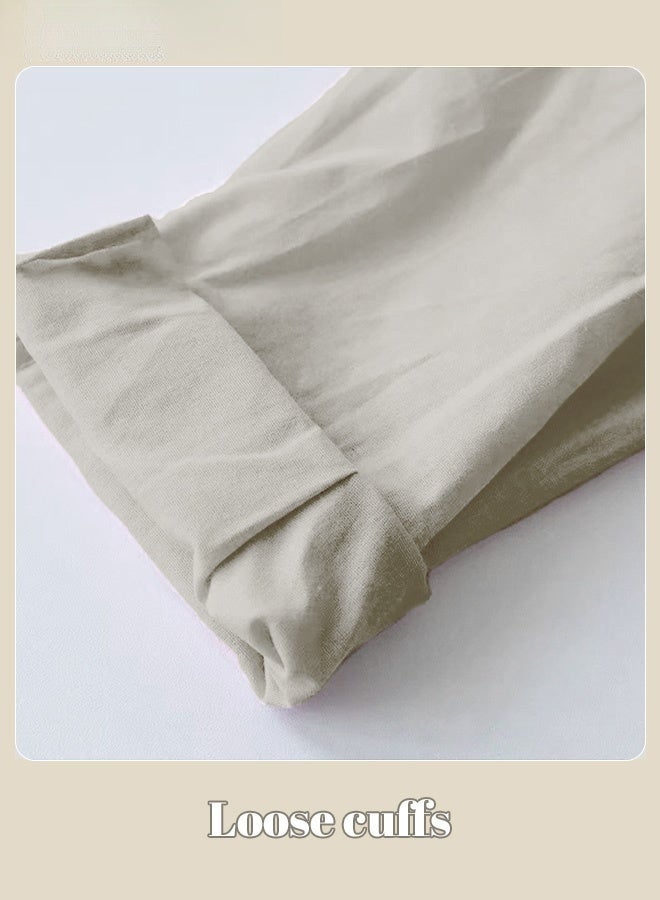 Ladies 2 Piece Set New Trend Fashion Classic Solid Color Cotton Linen Shirt Suit Summer Spring Plus Size Clothes for Women Breathable and Cool Long-Sleeve Lapel Shirt Loose Pants - Image 5