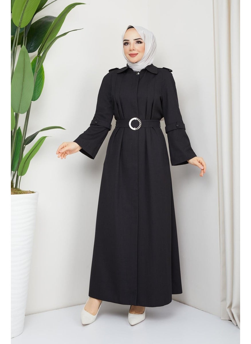 Günay Karaca Expanding Robe Pleated Chest Sports Abaya Pad 4685-A  - Image 4