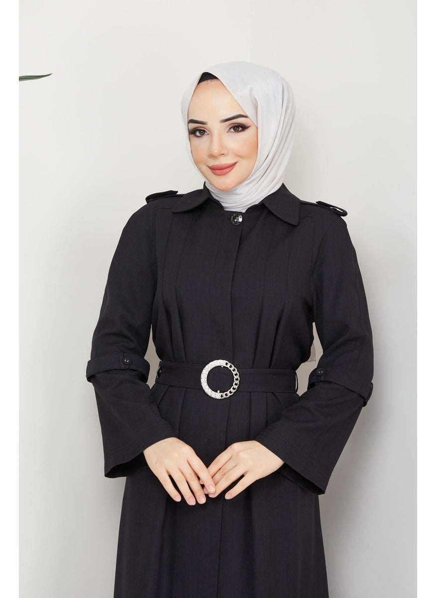Günay Karaca Expanding Robe Pleated Chest Sports Abaya Pad 4685-A  - Image 3