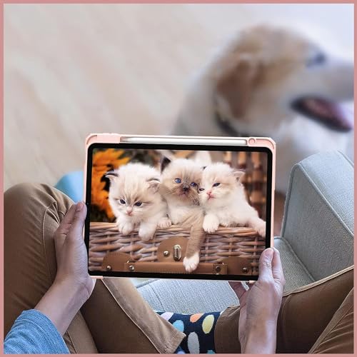 ProElite Case Cover for Apple iPad Pro 13 M4/M5 2024/2025 Cover, Transparent Smart Flip Cover for iPad Pro 13 inch M4/M5 2024/2025 with Pencil Holder, Marble Pink - Image 5