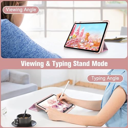 ProElite Case Cover for Apple iPad Pro 13 M4/M5 2024/2025 Cover, Transparent Smart Flip Cover for iPad Pro 13 inch M4/M5 2024/2025 with Pencil Holder, Marble Pink - Image 4