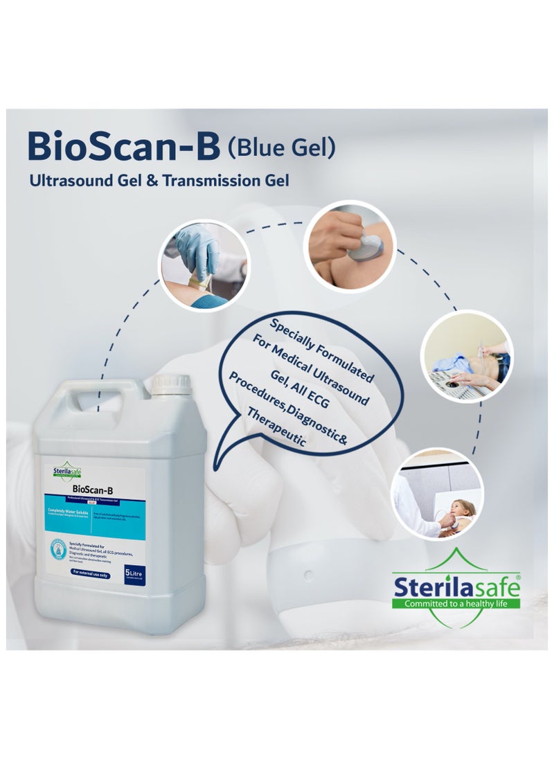 Sterilasafe Sterilasafe BioScan-B Professional ECG Medical Ultrasound Transmission Gel, Blue Gel, For Beauty Application, Gel for Therapeutic Medical, 5 Litre with 250 ml Free Refill Bottle  - Image 4