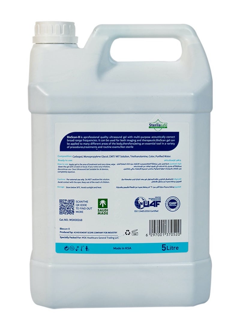 Sterilasafe Sterilasafe BioScan-B Professional ECG Medical Ultrasound Transmission Gel, Blue Gel, For Beauty Application, Gel for Therapeutic Medical, 5 Litre with 250 ml Free Refill Bottle  - Image 2