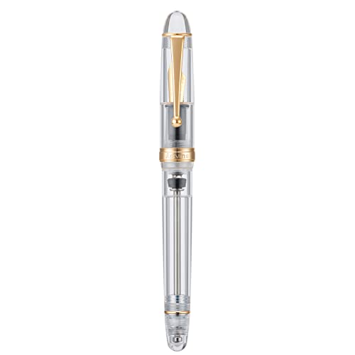 Asvine V126 Vacuum Filling Fountain Pen Medium Nib, Transparent Clear Acrylic, Large-Capacity with Gift Case - Image 2