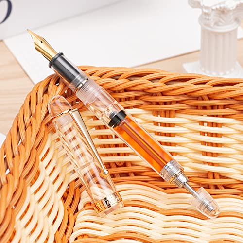 Asvine V126 Vacuum Filling Fountain Pen Medium Nib, Transparent Clear Acrylic, Large-Capacity with Gift Case - Image 5