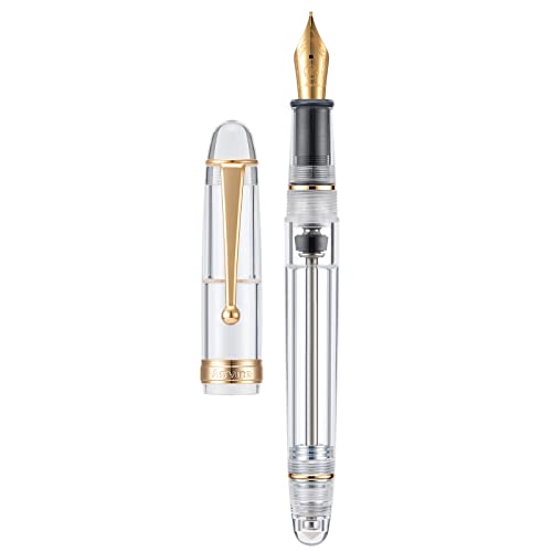Asvine V126 Vacuum Filling Fountain Pen Medium Nib, Transparent Clear Acrylic, Large-Capacity with Gift Case - Image 1