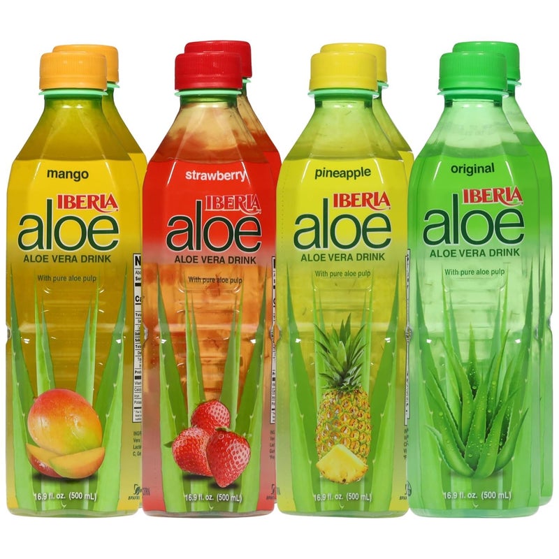 Iberia Aloe Vera Drink with Pure Aloe Pulp, Variety, (Pack of 8) 2 x Original, 2 x Mango, 2 x Pineapple, 2 x Strawberry - Image 4