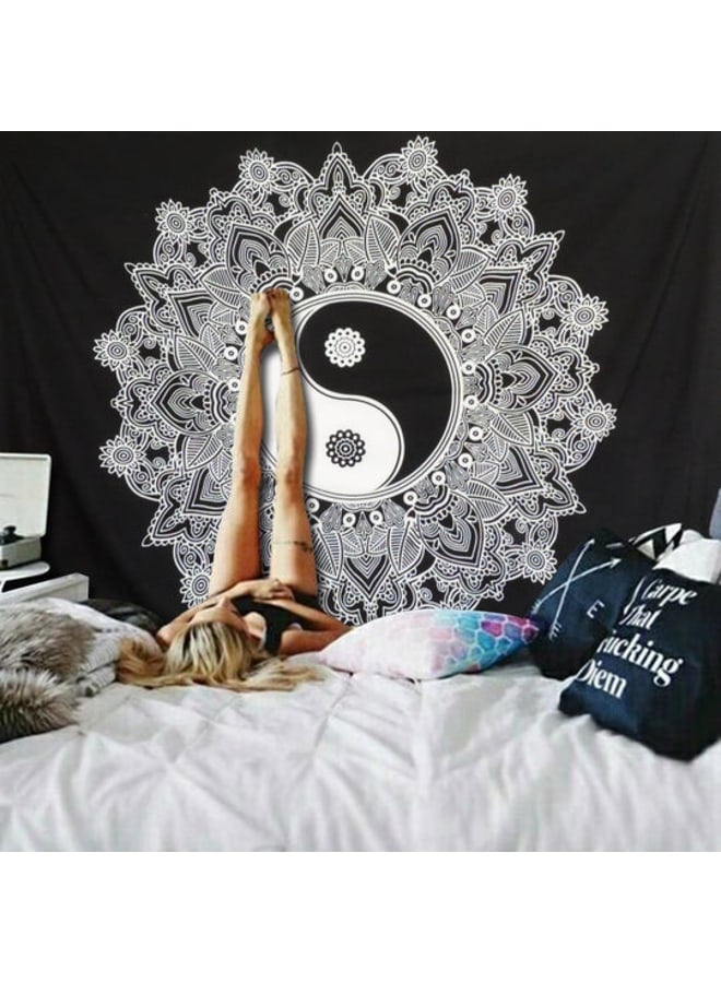 هندي منداله مفرش حائط مطبوع بتصميم ماندالا بوهيمي – ديكور فني هيبي ملون – بوليستر خفيف الوزن  – لتزيين غرفة النوم أو المعيشة أو السكن الجامعي - Image 1