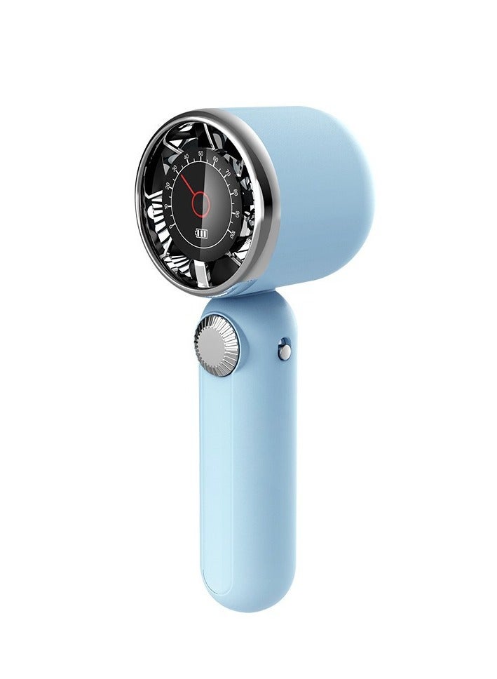 Oregon Dial Handheld Fan Infinitely Variable Multi-Speed Small Fan Portable Outdoor Desktop Mobile Phone Holder 100 Speed Colour: Light Blue