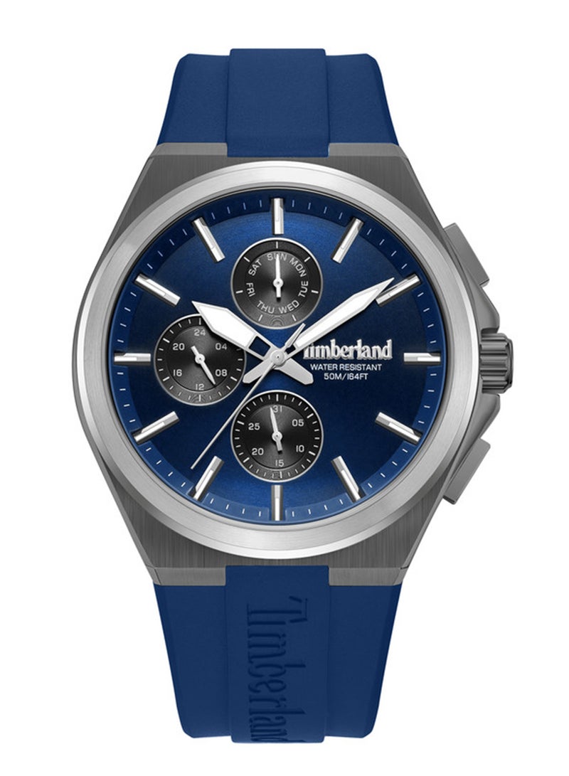 Timberland Men Quonset Blue Dial Silicone Strap Multifunction Watch for Men, 44mm - Image 1