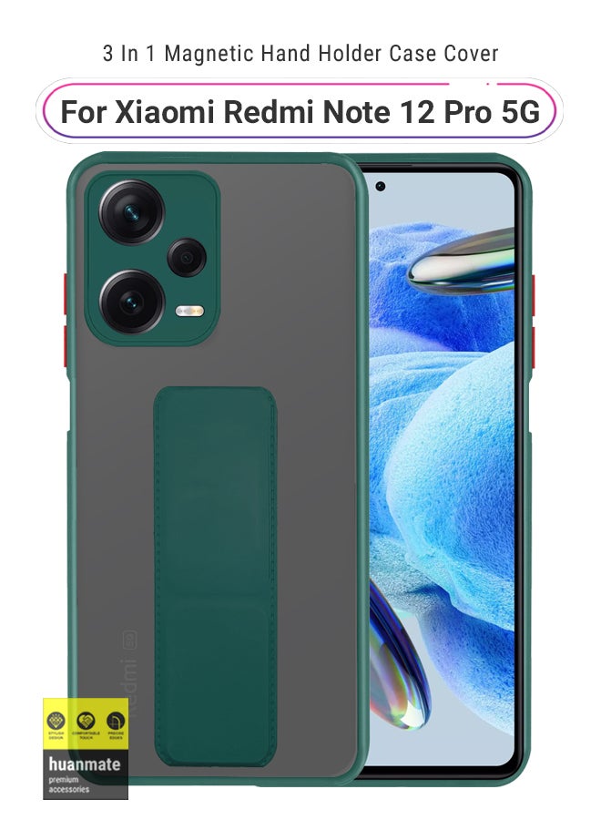 huanmate Premium Case Cover With Magnetic Hand Grip Holder And Kickstand For Xiaomi Redmi Note 12 Pro 5G Green - Image 1