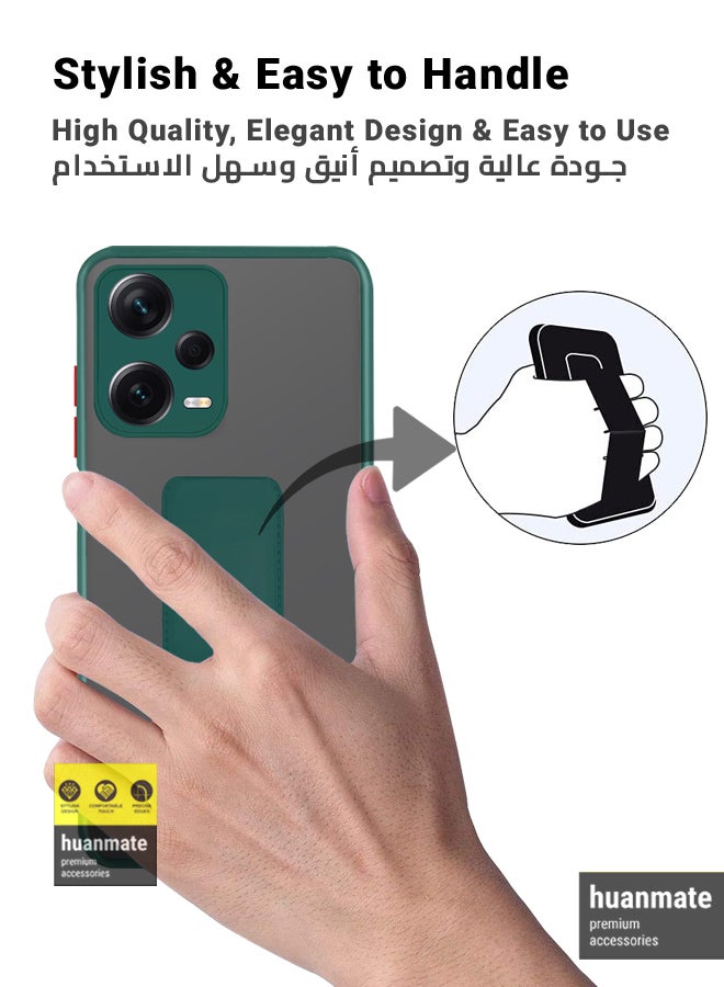 huanmate Premium Case Cover With Magnetic Hand Grip Holder And Kickstand For Xiaomi Redmi Note 12 Pro 5G Green - Image 3
