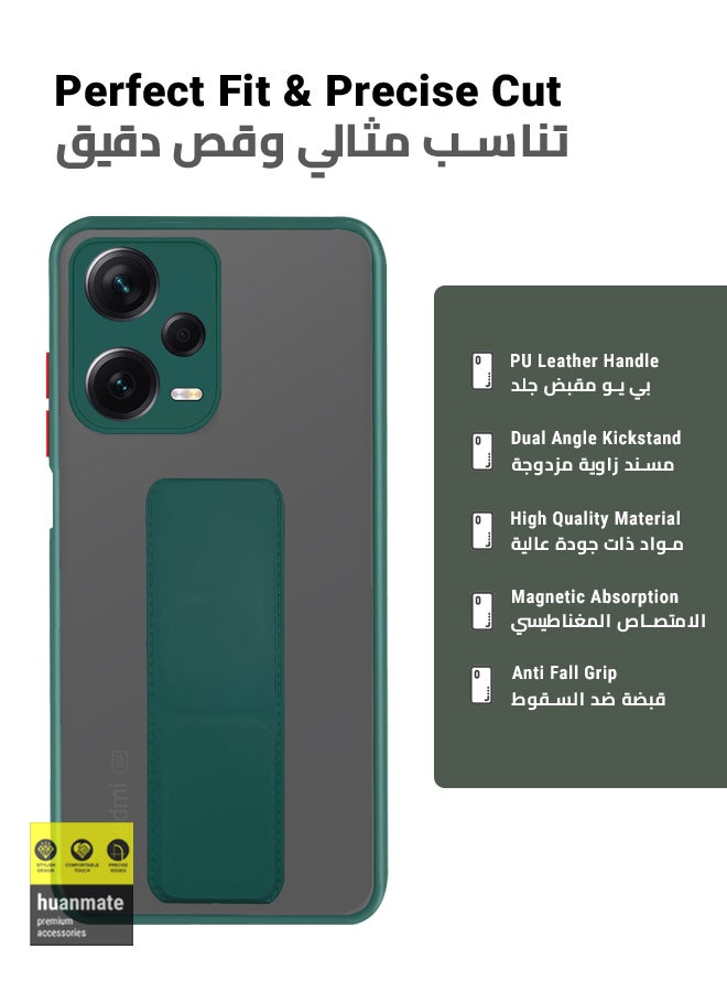 huanmate Premium Case Cover With Magnetic Hand Grip Holder And Kickstand For Xiaomi Redmi Note 12 Pro 5G Green - Image 2
