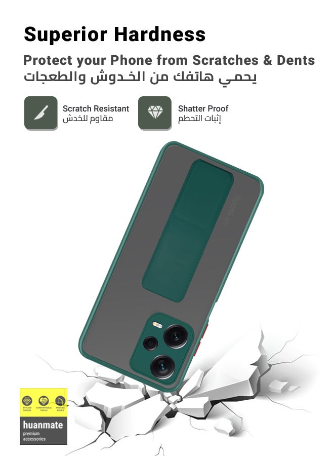 huanmate Premium Case Cover With Magnetic Hand Grip Holder And Kickstand For Xiaomi Redmi Note 12 Pro 5G Green - Image 4