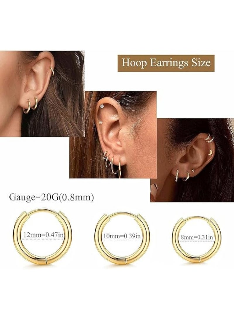 8 Pairs Titanium Steel Piercing Earrings 20G Unisex Small Ball Opal CZ Flatback Earrings Tragus Cartilage Helix Flat Back Design - Image 5