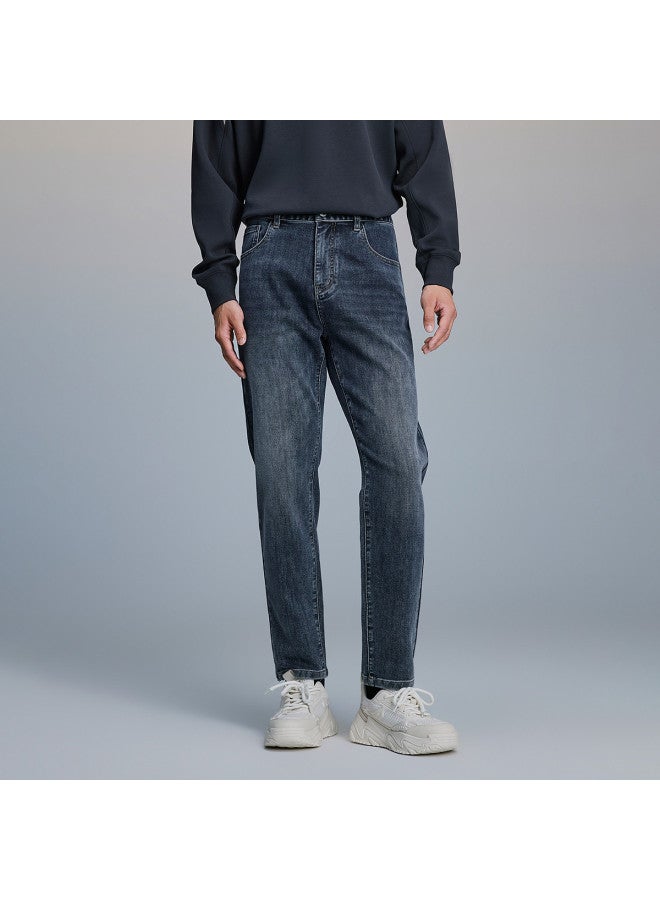 HLA اتجاه الشارع الجديد】25 ربيع وخريف جينز رجالي فضفاض مطرز بخطاب بخمسة جيوب مغسول - Image 3