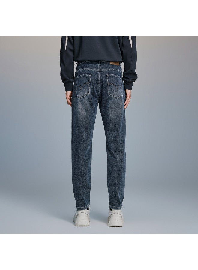 HLA اتجاه الشارع الجديد】25 ربيع وخريف جينز رجالي فضفاض مطرز بخطاب بخمسة جيوب مغسول - Image 5