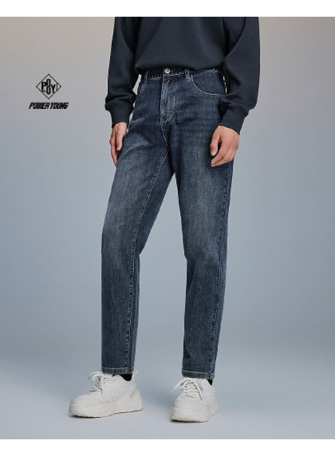 HLA اتجاه الشارع الجديد】25 ربيع وخريف جينز رجالي فضفاض مطرز بخطاب بخمسة جيوب مغسول - Image 1